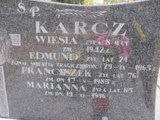 Franciszek Karcz 1909 Krajkowo - Grobonet - Wyszukiwarka osób pochowanych