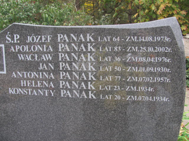 Józef Panak Krajkowo - Grobonet - Wyszukiwarka osób pochowanych